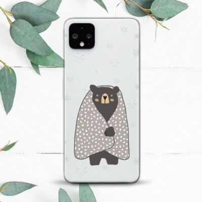 Cute Bear Snowflakes Christmas Case For Google Pixel 2 3 3a 4 4a 5 6 7 8 XL