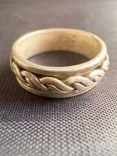 Vintage 925 Sterling Silver Ring Braided Spinner Fidget Band Ring Size 6 US