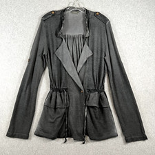 Saga Women Size 3 Roll Tab Long Sleeve Jacket With Waist Draw String Gray Nwot