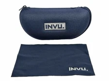 NEW INVU. Blue Semi Soft Clamshell Sunglasses Case With Zipper Closure