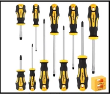 11-Pieces Screwdriver Set, Magnetic 5 Phillips and 5 Flat Head Tips for Fastenin