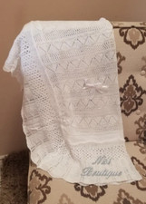Beautiful Ivory or White Baby Blanket, Baby Crochet Blanket, Baptism Blanket