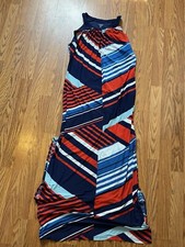 Chaps Maxi Dress Size L Large Red, White and Blue