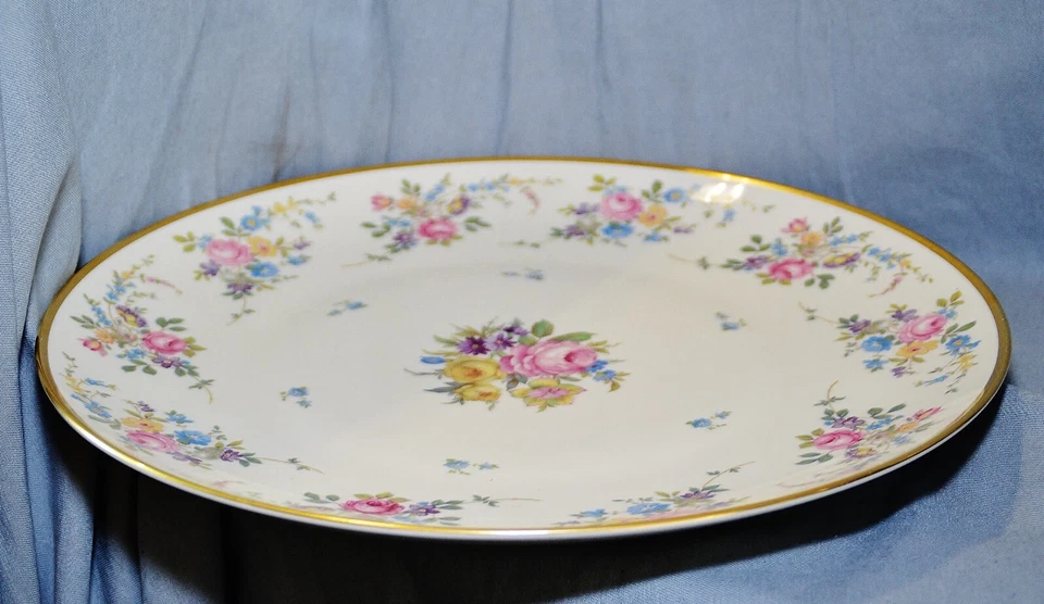 Grand Plat Thomas Ivory, Fleurs, Or, 1939-52, 32 Cm - Photo 3/4