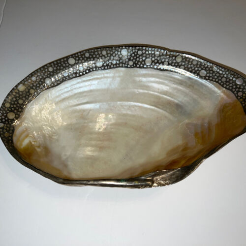 Two's Company Footed Cabebe Shell 11" Vanity Dish/Tray Beach/Nautical Decor - Picture 1 of 12
