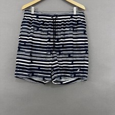 Nautica Swim Shorts Mens Size Large Blue White Stripe Brief Lined Beach
