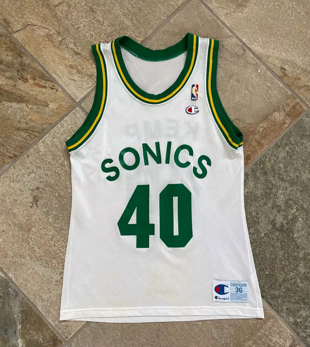 Seattle SuperSonics Shawn Kemp Jersey Mens Size 36 Champion Green