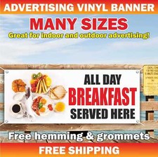 BREAKFAST SERVED ALL DAY Advertising Banner Vinyl Mesh Sign Cafe Restaurant Food