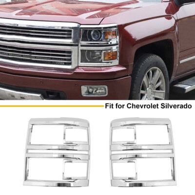 2014-2015 For Chevy Silverado 1500 Chrome Headlight Light Decal Trim Bezel Cover