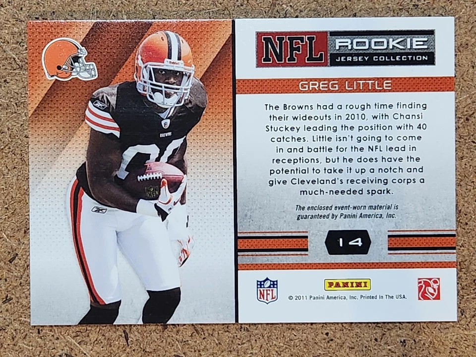 2011 Absolute Football Rookie Jersey Collection Event-Worn #14 Greg Little - Image 2 of 2