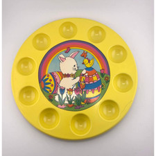 Vintage 1980s Yellow Multi Color Easter Egg D...