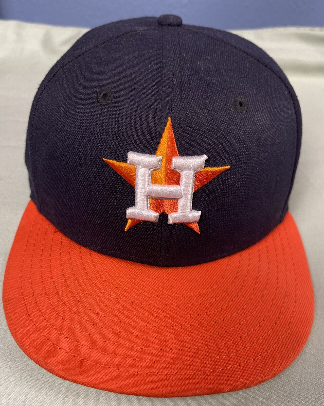New Era 59Fifty Men Women Hat Houston Astros Navy Blue Orange Cap 7 3/8 NWOT