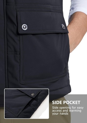 MAGCOMSEN Men's Winter Vest Outerwear Fleece Lined Outdoor Vest Warm Sleeveless - Picture 6 of 14
