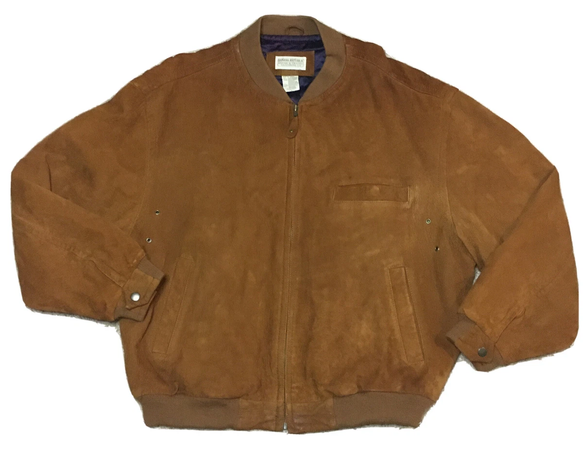 Banana Republic Travel Safari Pebbled Suede Leather Bomber
