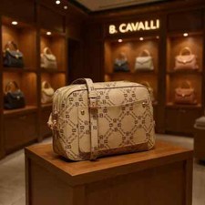 Borsa Firmata B.Cavalli multi tasche new nera Donna fantasia logo Zip Tracolla