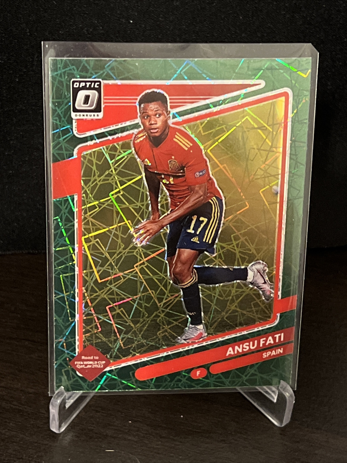 Ansu Fati 2021-22 Panini Donruss Optic Green Velocity Prizm SP Spain World Cup