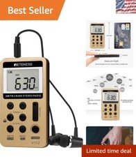 Lightweight V112 AM FM Radio with Sleep Timer  Rechargeable Stereo Headphones