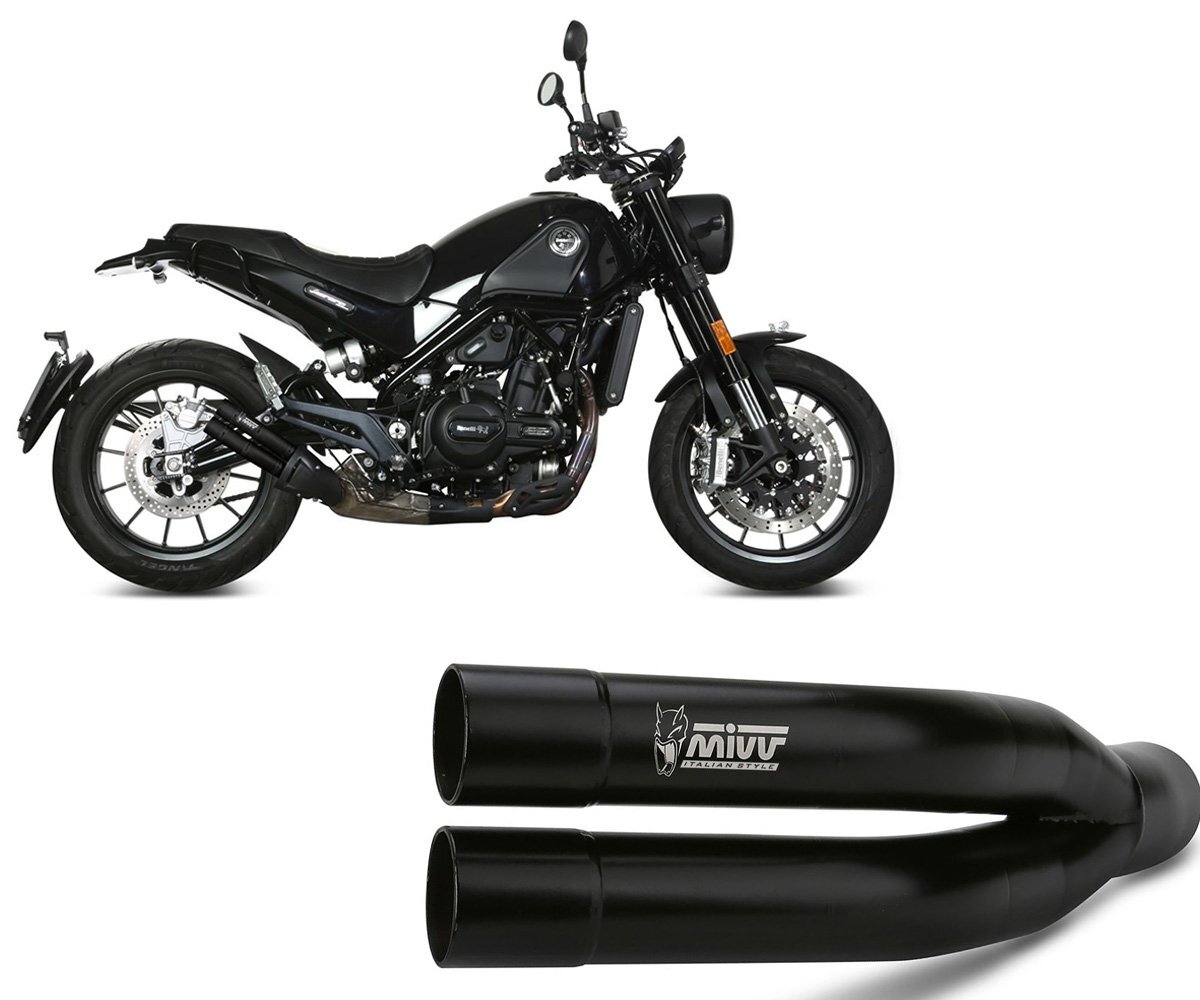 Exhaust Silencer MIVV DOUBLE GUN Black for BENELLI LEONCINO 500 2017 > 2023