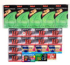 BLANK MEDIA LOT VHS CASSETTE TAPES MINI DV MP SONY RCA MEMOREX MAXELL NEW SEALED