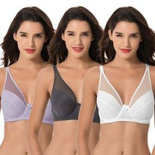 Women's Plus Size Minimizer Unlined Underwire Full Coverage Bra-3PK