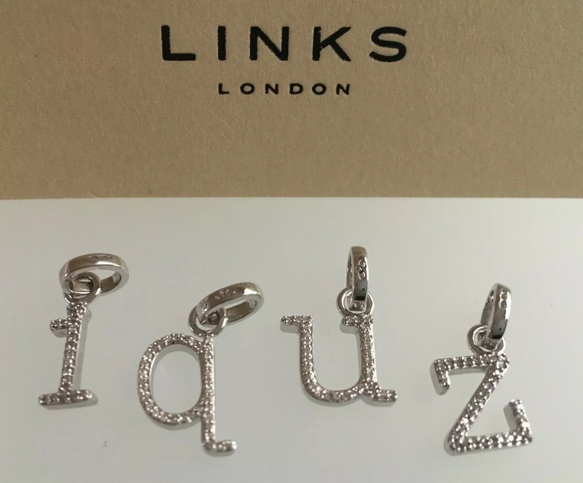 Links of London Serling Silver & Diamond Letter Charms I Q U Z RRP