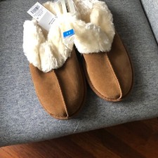 Mossimo Supply Co. Women's Faux Fur Lined Slip on Slippers - CHESTNUT SIZE: 11