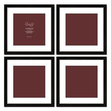 Craig Frames Set of 4 16x16 Black Picture Frames w/ Matting for 12x12 Photos
