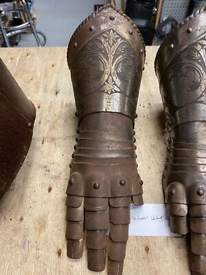 Antique Knights Gloves Armor Medieval 1600's England France