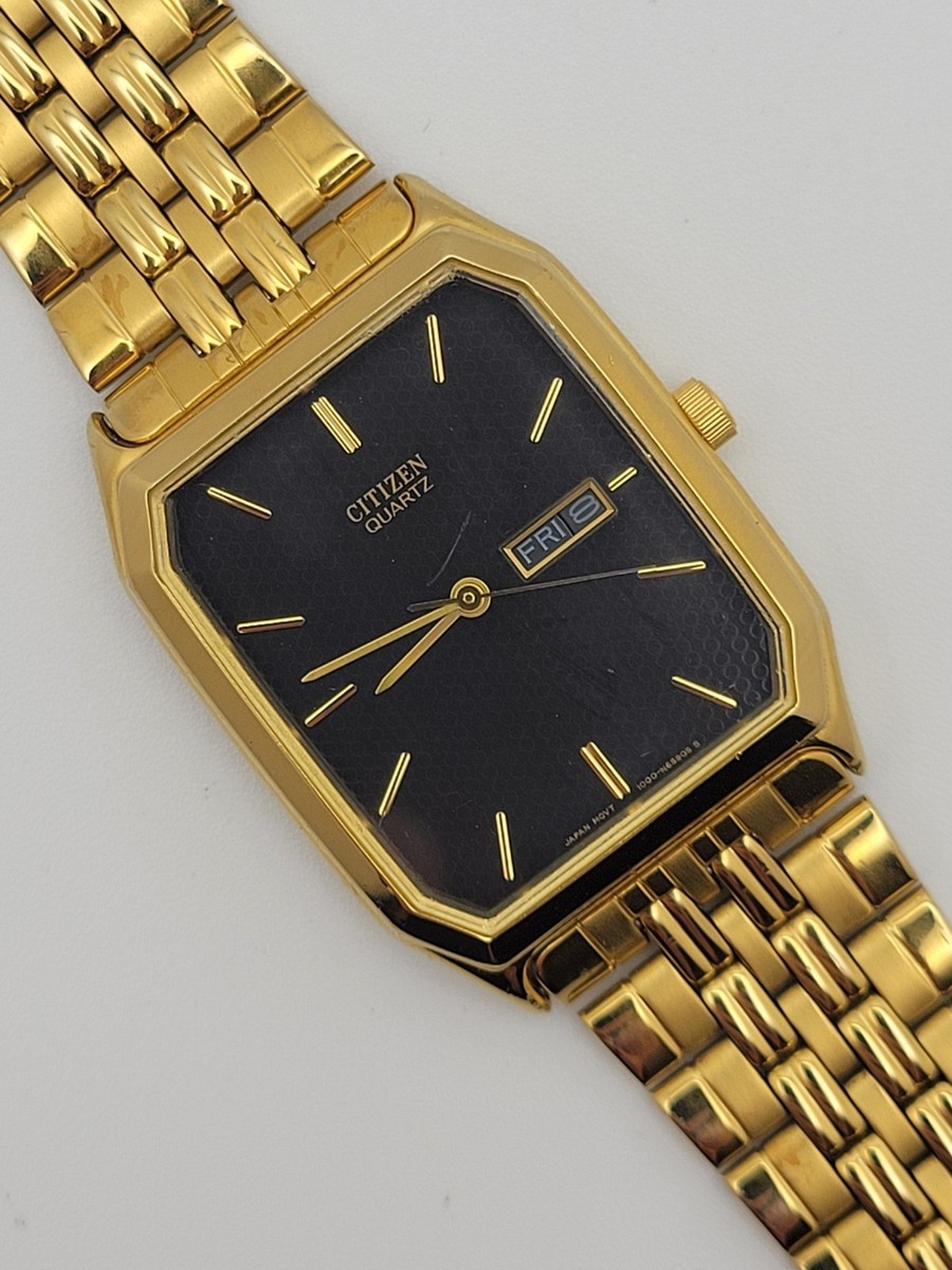 citizen gold dress watch Vintage 27mm Gold-tone Quartz 1000-S63863 New Battery The brushed and polished