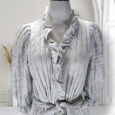 Vintage Miss Elaine Prairie Puff Sleeve Quilted Robe Cottagecore S USA