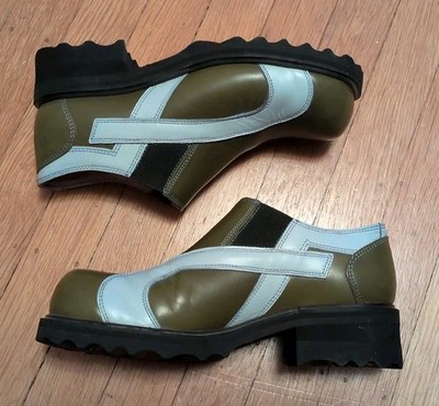 VinTagE JOHN FLUEVOG F SHOE Women's US 8 Olive Green Light Blue | eBay