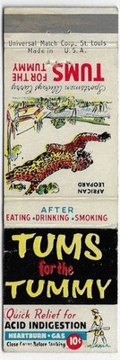 Vintage Matchbook Cover Tums for the Tummy African Leopard .