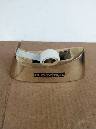 Vintage Honda Salesman Desktop Brass Tape Dispenser Rare Advertisement