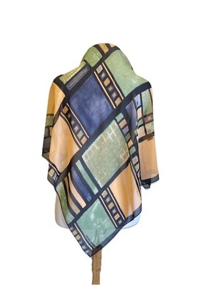 H81# Gerry Weber Abstract Print Silk Scarf Multicolor Square Vintage