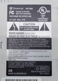 SEGA Dreamcast HKT-3020 Console With Controller - For Parts/Repair