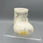 Vintage Fenton Hand Painted Satin Glass Baby Shoe Bootie Signed