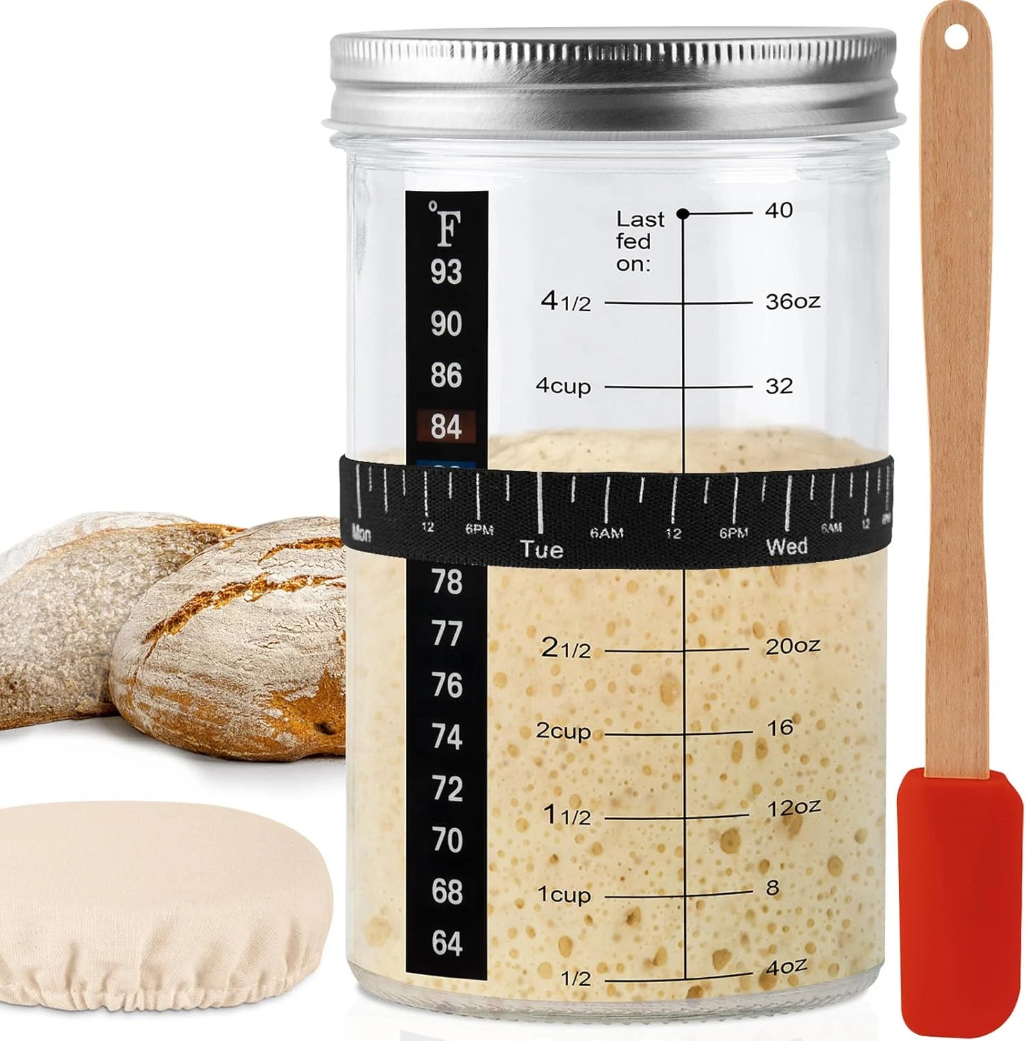 40Oz/1200Ml Sourdough Starter Kit – Extra Thermometer Strips and Breathable Cove
Opens in a new wind