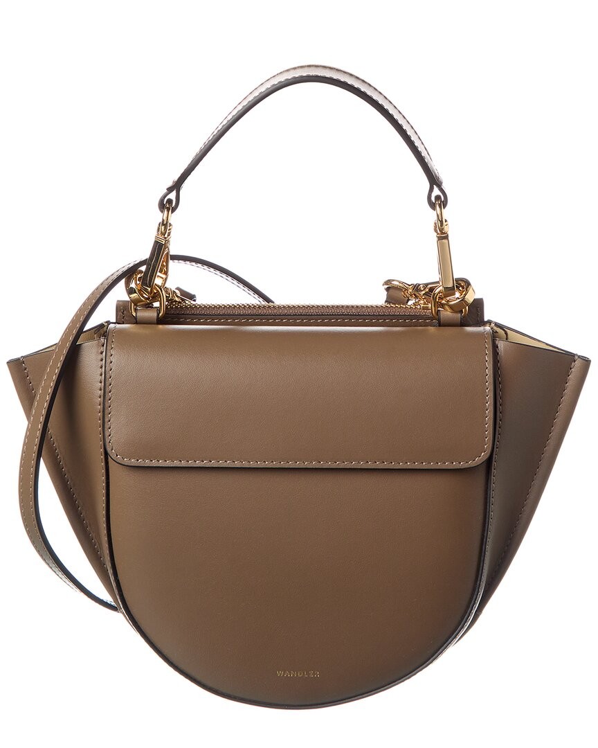 Женская кожаная сумка Wandler с верхней ручкой серого цвета Os