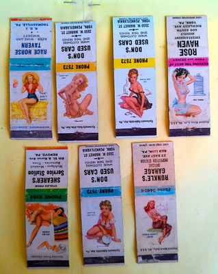 PIN UP MATCH BOOK COVERS, 7 DIFFRENT, NICE