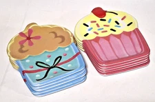 Set 10 CUPCAKE shaped Melamine Snack Plates Kane Home new with labels