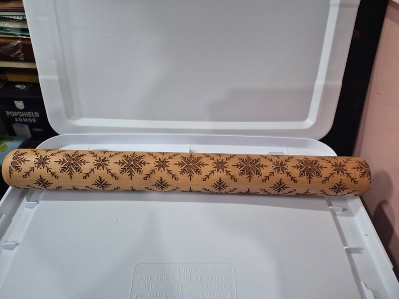 Christmas Embossing Rolling Pin Snowflakes 15" Cookie Non Handle Variety DR41