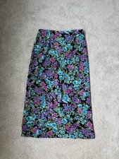 Womens 12 vintage inspired whimsy floral midi Skirt: 90s art teacher