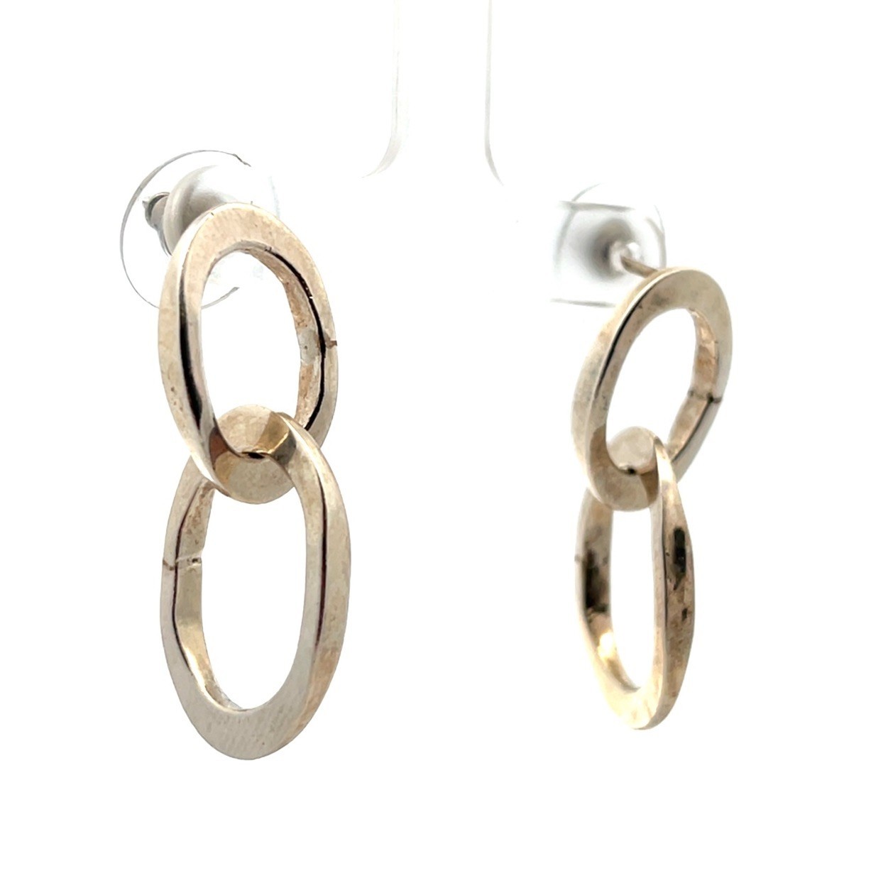 .925 Sterling Silver Linked Ring Dangle Earrings … - image 1