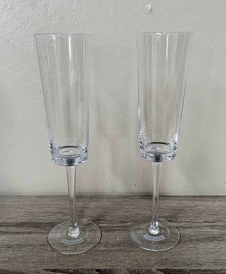 Set Of 2 MARTINI & ROSSI Italy ASTI Spumate Clear Crystal Champagne Flutes 10''