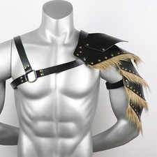 Medieval Fur PU Leather Cape Knight Props Warrior Single Shoulder Armor Cosplay
