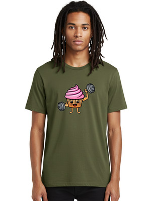 Cupcake-Lifting-1 Mens Graphic Tee, 100% Cotton, Casual Summer Wear