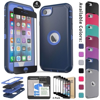For iPhone SE 2022 2020 14 15 16 Case Shocproof Hybrid Hard Cover/Tempered Glass