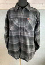 The American Outdoorsman Fleece Shirt Jacket Shacket Mens 2XL XXL Gray Plaid NEW