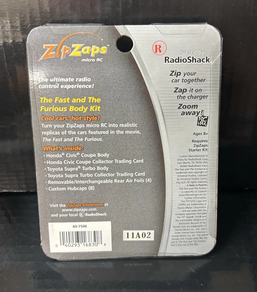 Radio Shack Zip Zaps Micro RC Body Kit Fast and the Furious Supra Civic - Image 2 of 2