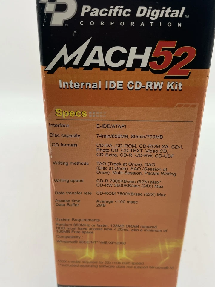 Unused Pacific Digital Mach 52 IDE CD-RW drive, beige bezel, cables, software - Image 4 of 4
